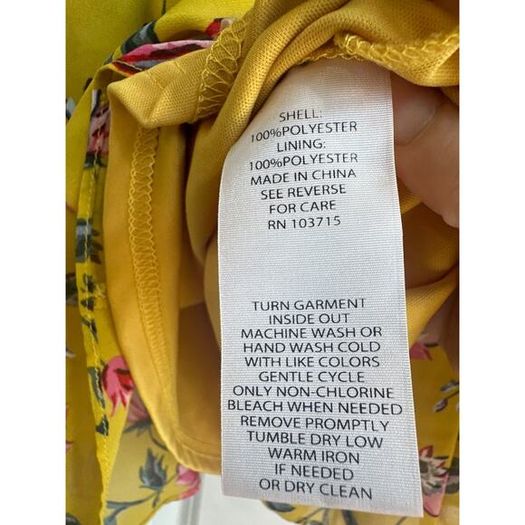 Nanette Yellow with Pink and Green Floral Pattern, Dramatic Bell Sleeve Blouse - Picture 6 of 6